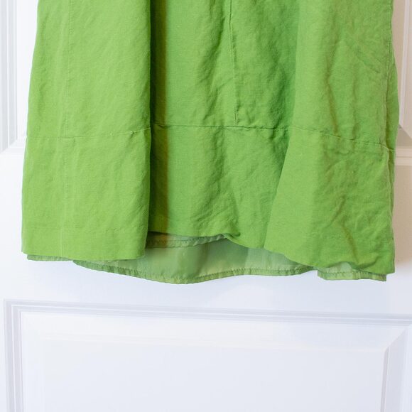 Boho VTG Bead Dress Linen Blend Embroidered Green Mini Sleeveless Bright Spring - Picture 4 of 9